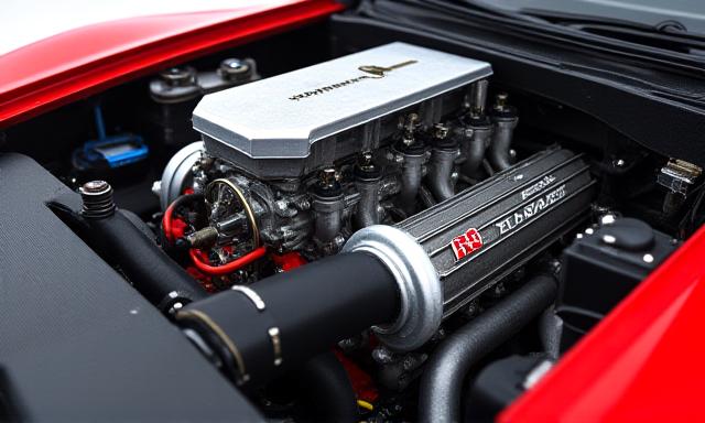 高性能レーシングカーのエンジン